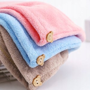 ITIMPORT RĘCZNIK DO SUSZENIA WŁOSÓW Czepek na głowę ZAPIĘCIE MIŚ Mikrofibra Różowy 6