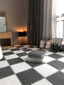 Puzzle na podłogę PLUSZOWA Piankowe DYWAN MATA Aksamitna DZIECI 30cm SZARA 12