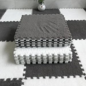 Puzzle na podłogę PLUSZOWA Piankowe DYWAN MATA Aksamitna DZIECI 30cm SZARA 4