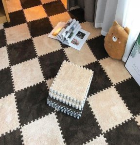 Puzzle na podłogę PLUSZOWY Piankowe DYWAN MATA Ochronna DZIECI 30cm BIAŁA 5