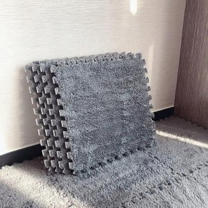 Puzzle na podłogę PLUSZOWY Piankowe DYWAN MATA Ochronna DZIECI 30cm BIAŁA 10