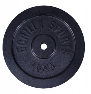 Obciążenie żeliwne 15kg, czarne, 30 mm 1