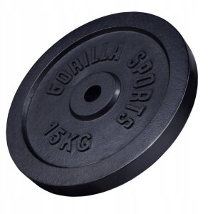 Obciążenie żeliwne 15kg, czarne, 30 mm 2