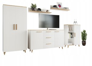 Meblościanka Lund dąb artisan/biały zestaw mebli do salonu w stylu skandynawskim 2