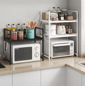 PÓŁKA KUCHENNA pod mikrofalówkę SZAFKA ORGANIZER BIAŁA 2poziomy 48cm REGAŁ 3