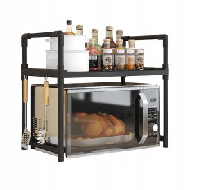 PÓŁKA KUCHENNA pod mikrofalówkę SZAFKA ORGANIZER CZARNA 2poziomy 48cm REGAŁ 1