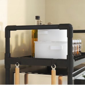 ITIMPORT PÓŁKA KUCHENNA pod mikrofalówkę SZAFKA ORGANIZER CZARNA 2poziomy 48cm REGAŁ 4