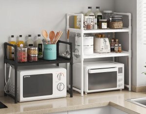 ITIMPORT PÓŁKA KUCHENNA pod mikrofalówkę SZAFKA ORGANIZER CZARNA 2poziomy 48cm REGAŁ 9