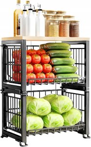 ITIMPORT PÓŁKA KUCHENNA pod mikrofalówkę SZAFKA ORGANIZER CZARNA 2poziomy 48cm REGAŁ 10