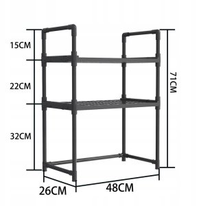 ITIMPORT PÓŁKA KUCHENNA pod mikrofalówkę SZAFKA ORGANIZER CZARNA 3poziomy 48cm REGAŁ 3