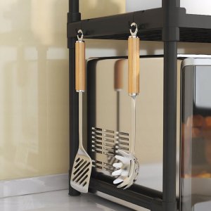 ITIMPORT PÓŁKA KUCHENNA pod mikrofalówkę SZAFKA ORGANIZER CZARNA 3poziomy 48cm REGAŁ 6