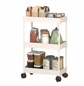 PÓŁKA Łazienkowa KUCHENNA SZAFKA MOBILNA REGAŁ Kółka 3 poziomy CZARNA 7