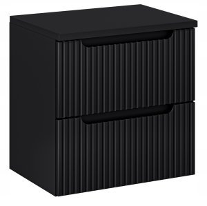 CZARNA szafka łazienkowa NOVA BLACK z umywalką i blat OAK 60cm z szufladami 2