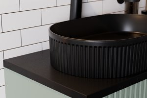 CZARNA szafka łazienkowa NOVA BLACK z umywalką i blat OAK 60cm z szufladami 7