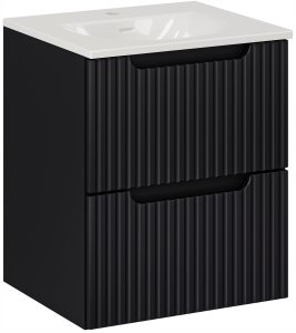 CZARNA szafka łazienkowa z umywalką 50 cm NOVA BLACK 82-50 z szufladami 1
