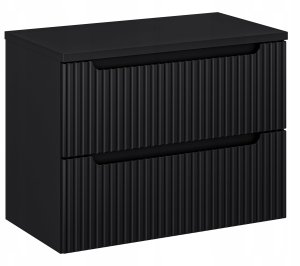 CZARNA szafka łazienkowa NOVA BLACK z umywalką i blatem 80 cm z szufladami 2