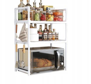 PÓŁKA KUCHENNA pod mikrofalówkę SZAFKA ORGANIZER BIAŁA 3poziomy 48cm REGAŁ 1