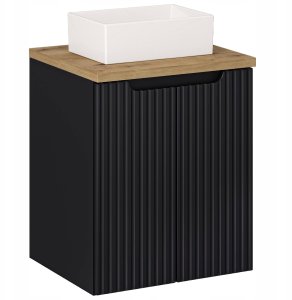 CZARNA szafka łazienkowa NOVA BLACK 82-50 2D z umywalką i blatem OAK 50 cm 1