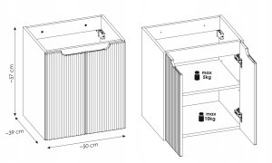 CZARNA szafka łazienkowa NOVA BLACK 82-50 2D z umywalką i blatem OAK 50 cm 9