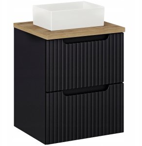 CZARNA szafka łazienkowa NOVA BLACK 82-50 z umywalką i blatem OAK 50 cm 1