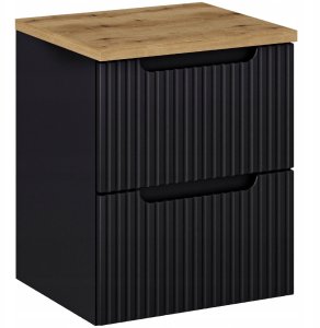 CZARNA szafka łazienkowa NOVA BLACK 82-50 z umywalką i blatem OAK 50 cm 2