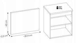 CZARNA szafka łazienkowa NOVA BLACK 82-50 z umywalką i blatem OAK 50 cm 10