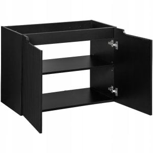 CZARNA szafka łazienkowa z umywalką 80 cm NOVA BLACK 82-80 RYFLOWANY front 4