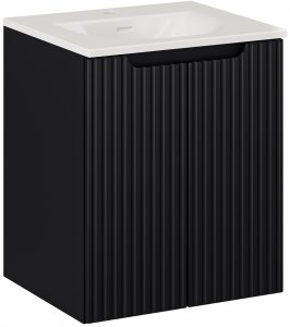 CZARNA szafka łazienkowa z umywalką 50 cm NOVA BLACK 82-50 RYFLOWANY front 1