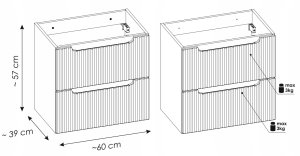 CZARNA szafka łazienkowa z umywalką 60 cm NOVA BLACK 82-60 z szufladami 9