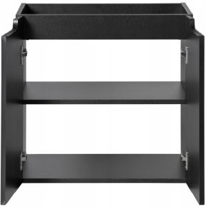 CZARNA RYFLOWANA szafka łazienkowa NOVA BLACK z umywalką i blatem OAK 60 cm 3