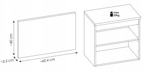 CZARNA RYFLOWANA szafka łazienkowa NOVA BLACK z umywalką i blatem OAK 60 cm 9