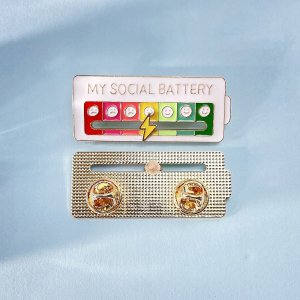 Przypinka WSKAŹNIK HUMORU BATERII Przesuwana na UBRANIE PLECAK Ustaw SAM! 2