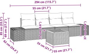 vidaXL Zestaw 5 sof ogrodowych z poduszkami Czarny Polirattan Akacja 11