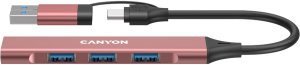 CANYON HUB DS-02 4 w 1 USB-A/C Różowy 1