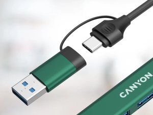 CANYON HUB DS-02 4 w 1 USB-A/C Zielony 1