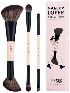 JESSUP 6-in-3 Duo-End Brush Versatility Collection zestaw dwustronnych pędzli do makijażu Peach Dust 3szt. 1