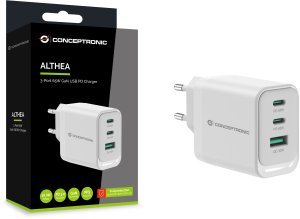 Conceptronic ALTHEA21W65 ładowarka do urządzeń przenośnych Uniwersalne Biały Prąd przemienny Szybkie ładowanie Wewnętrzna 2