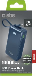 Powerbank SBS Mobile z wyświetlaczem wbudowanym kablem USB-C 20W 10000 mAh Ciemnoszary (TTBB10000LCDTCPD20B) 3