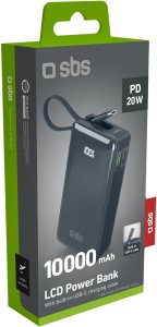 Powerbank SBS Mobile z wyświetlaczem wbudowanym kablem USB-C 20W 10000 mAh Ciemnoszary (TTBB10000LCDTCPD20B) 4