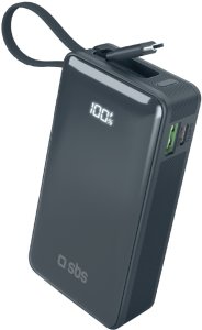 Powerbank SBS Mobile z wyświetlaczem wbudowanym kablem USB-C 20W 10000 mAh Ciemnoszary (TTBB10000LCDTCPD20B) 5