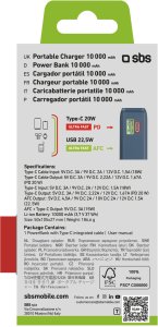 Powerbank SBS Mobile z wyświetlaczem wbudowanym kablem USB-C 20W 10000 mAh Ciemnoszary (TTBB10000LCDTCPD20B) 6