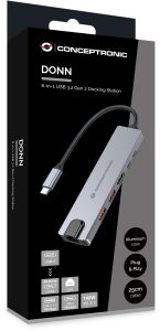 Conceptronic DONN29G stacja dokująca Przewodowa USB 3.2 Gen 2 (3.1 Gen 2) Type-C Szary 5