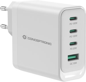 Conceptronic ALTHEA22W100 ładowarka do urządzeń przenośnych Uniwersalne Biały Prąd przemienny Szybkie ładowanie Wewnętrzna 1