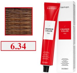 Kemon Cramer Color Kremowa farba do włosów z olejem kokosowym 100ml Ciemny Złoty Miedziany Blond (6.34) 1