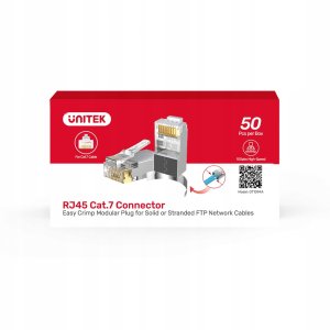 Unitek Wtyk modularny Pass-Through RJ45 Cat. 7, 50szt. OT1094ATP01 7