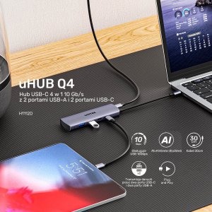 HUB USB Unitek Unitek Hub 4w1 USB-C 10 Gbps, 2x USB-A i 2x USB-C H1112DGY01 13