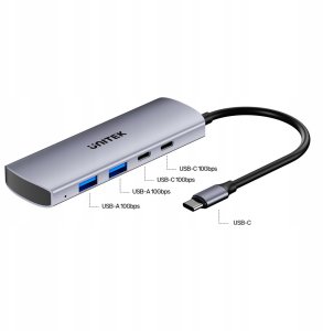 Unitek Hub 4w1 USB-C 10 Gbps, 2x USB-A i 2x USB-C H1112DGY01 10