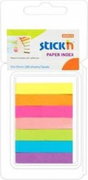 Stickn Zakładki indeksujące papier. 50x10mm neon (203185) 1