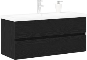 vidaXL Szafka Umywalkowa vidaXL z Wbudowaną Misą Czarny Dąb z Drewna, Szafka Umywalkowa vidaXL Czarny Dąb 90x38.5x45 cm z Drewna 3