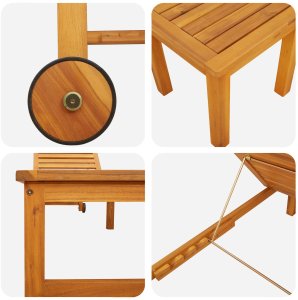 vidaXL Leżak słoneczny z stolikiem z litego drewna akacjowego, Leżak słoneczny z litego drewna akacjowego 9